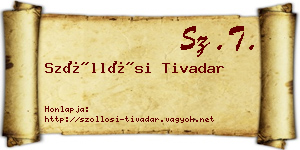 Szőllősi Tivadar névjegykártya
